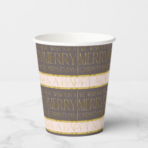 Pink Gold Christmas Pattern35b ID1009 Paper Cups