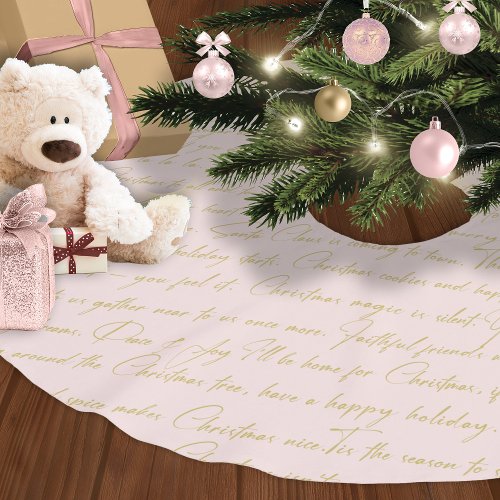 Pink Gold Christmas Pattern36 ID1009 Brushed Polyester Tree Skirt