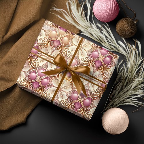 Pink Gold Christmas Pattern4 ID1009 Wrapping Paper