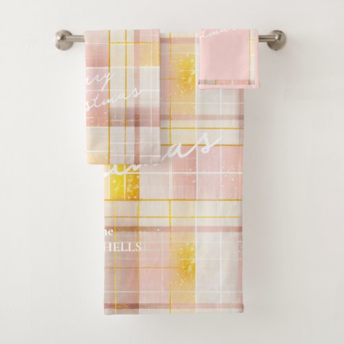 Pink Gold Christmas Pattern7 ID1009 Bath Towel Set