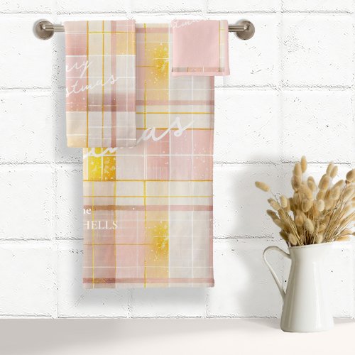 Pink Gold Christmas Pattern7 ID1009 Bath Towel Set