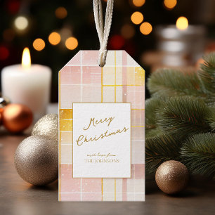 Pink Gold Christmas Pattern#7 ID1009 Gift Tags