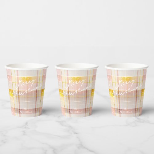 Pink Gold Christmas Pattern7 ID1009 Paper Cups