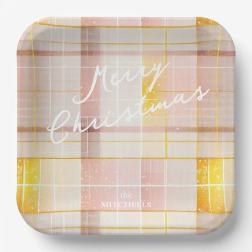 Pink Gold Christmas Pattern7 ID1009 Paper Plates