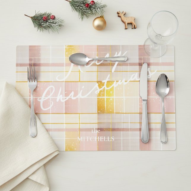 Pink Gold Christmas Pattern#7 ID1009 Placemat (Creator Uploaded)