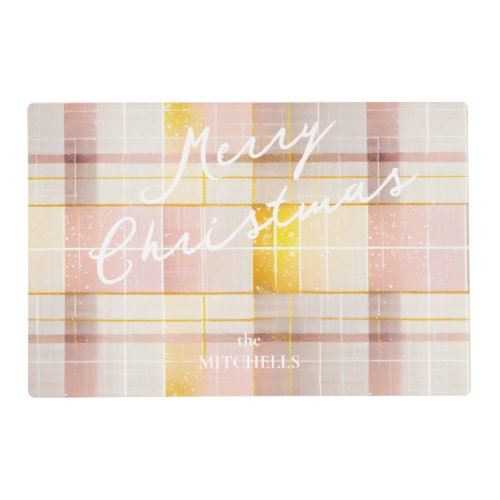 Pink Gold Christmas Pattern7 ID1009 Placemat