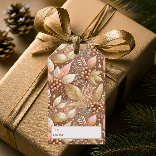 Pink Gold Christmas Pattern8 ID1009 Gift Tags