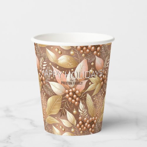 Pink Gold Christmas Pattern8 ID1009 Paper Cups