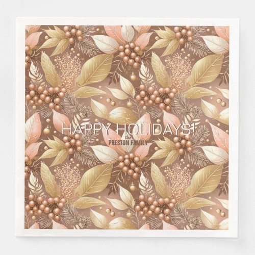 Pink Gold Christmas Pattern8 ID1009 Paper Dinner Napkins