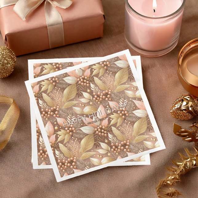 Pink Gold Christmas Pattern#8 ID1009 Paper Dinner Napkins (Creator Uploaded)