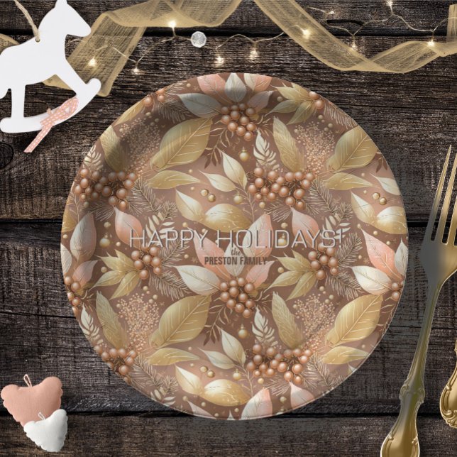 Pink Gold Christmas Pattern#8 ID1009 Paper Plates (Creator Uploaded)