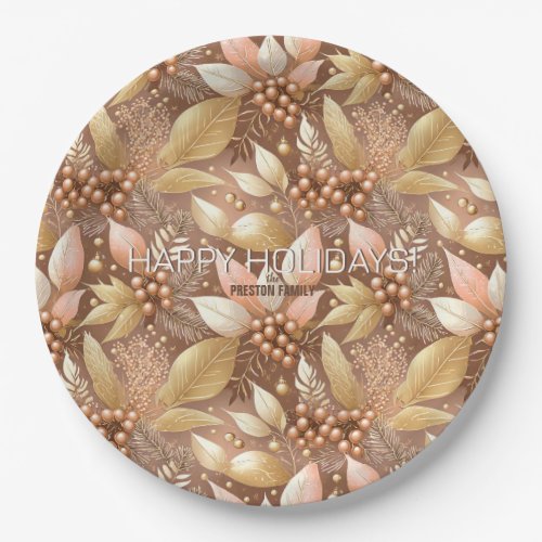 Pink Gold Christmas Pattern8 ID1009 Paper Plates