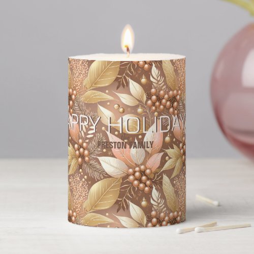 Pink Gold Christmas Pattern8 ID1009 Pillar Candle