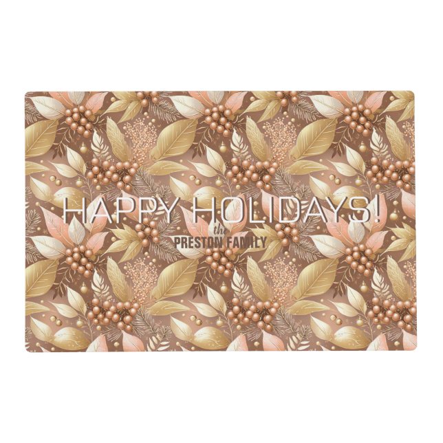 Pink Gold Christmas Pattern#8 ID1009 Placemat (Front)