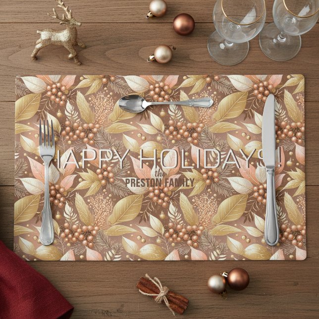 Pink Gold Christmas Pattern#8 ID1009 Placemat (Creator Uploaded)