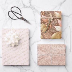 Pink Gold Christmas Patterns #2#8#32 ID1009 Wrapping Paper Sheets