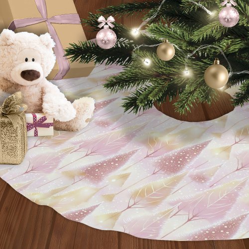 Pink Gold Christmas Reindeer Pattern13 ID1009 Brushed Polyester Tree Skirt