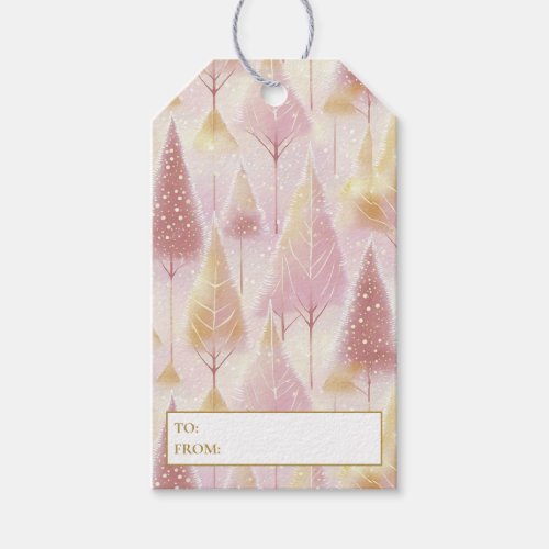 Pink Gold Christmas Reindeer Pattern13 ID1009 Gift Tags