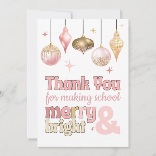 Pink Gold Christmas Thank You Gift Card Holder