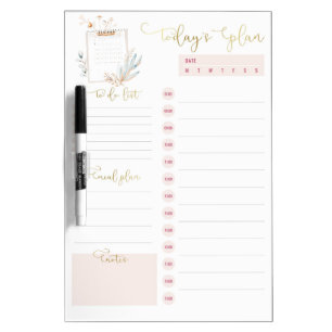 Pink Gold Clipboard Daily Planning To Do List  Dry Erase Board