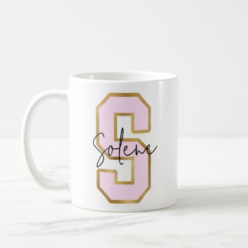 Pink Gold College Varsity Letter Monogram S Coffee Mug