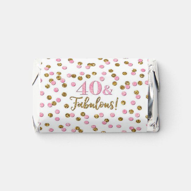 Pink Gold Confetti 40 and Fabulous Birthday Hershey's Miniatures (Front)