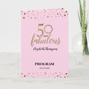 Pink Gold Confetti 50 and fabulous Birthday Program