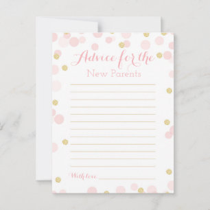 Pink Gold Confetti Baby Shower Advice Card