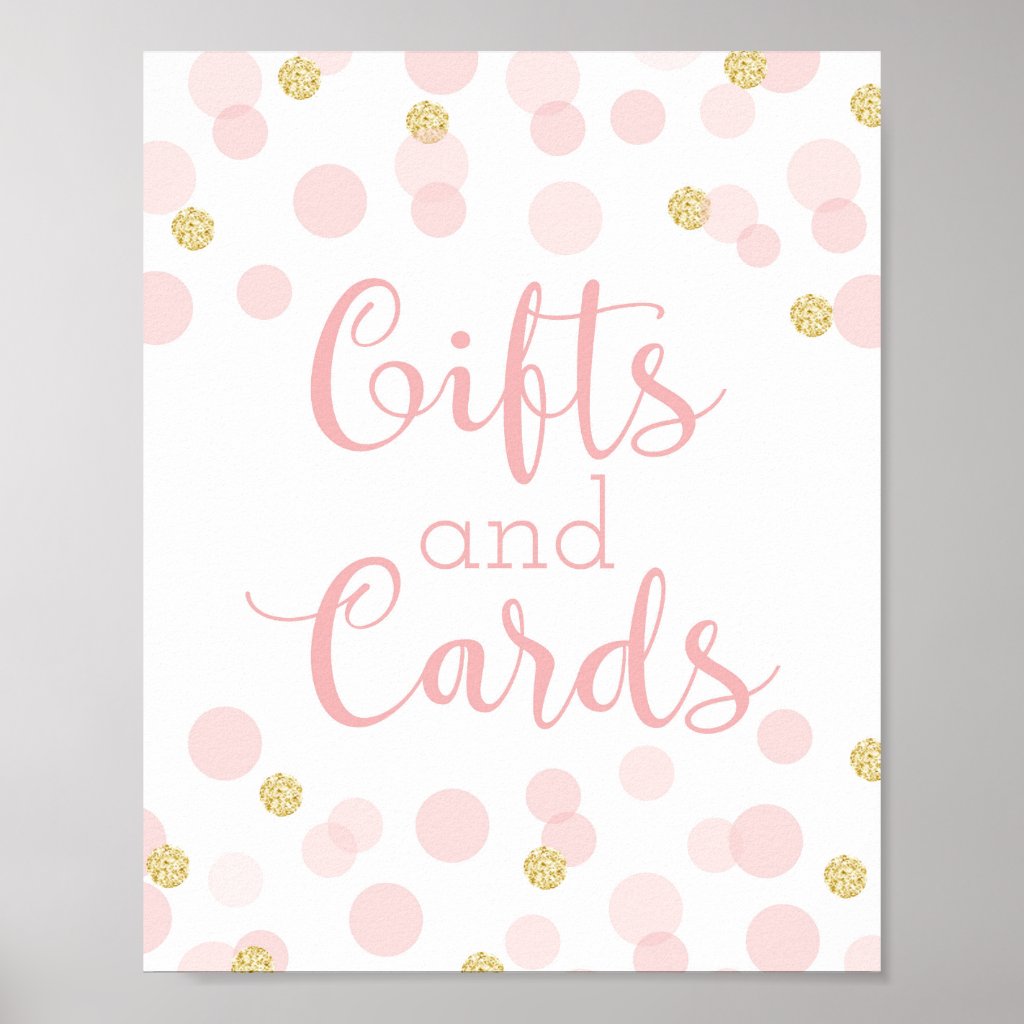 Pink Gold Confetti Baby Shower Gifts & Cards Sign