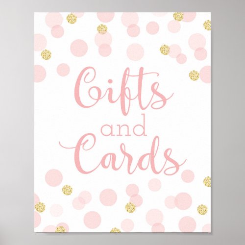 Pink Gold Confetti Baby Shower Gifts  Cards Sign