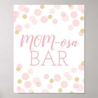 Pink Gold Confetti Baby Shower MOMosa Bar Mimosa Poster