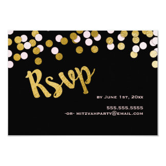 Pink | Gold Confetti Bat Mitzvah RSVP Response Card