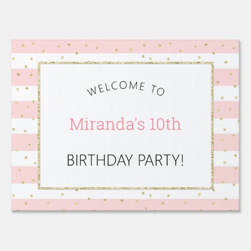 Pink Gold Confetti birthday party welcome Sign