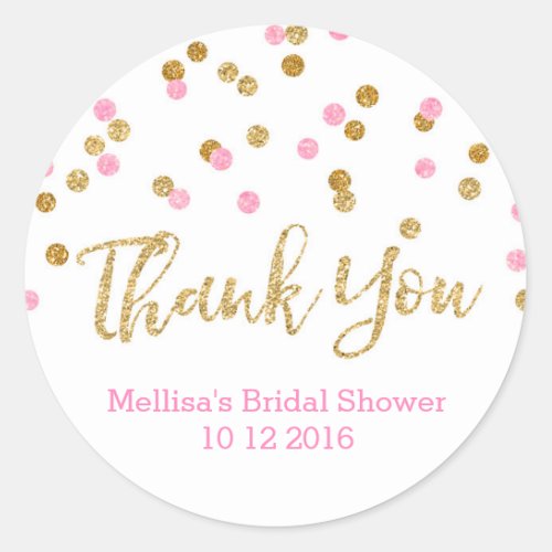 Pink Gold Confetti Bridal Shower Favor Tags