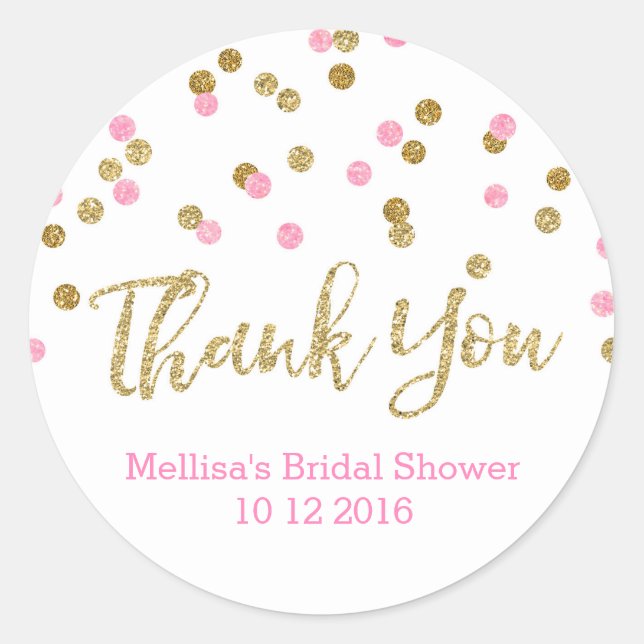 Pink Gold Confetti Bridal Shower Favor Tags (Front)