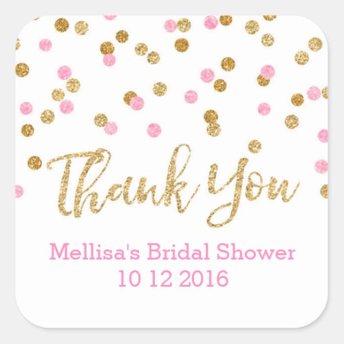 Pink Gold Confetti Bridal Shower Favor Tags