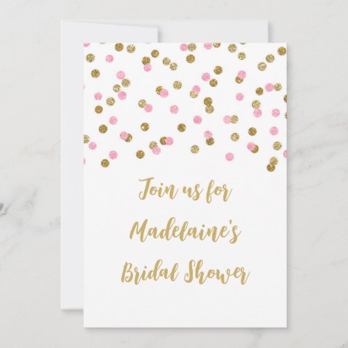 Pink Gold Confetti Bridal Shower Invitation