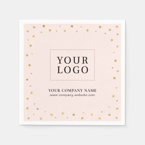 Pink  Gold Confetti Business Promotional Logo Napkins