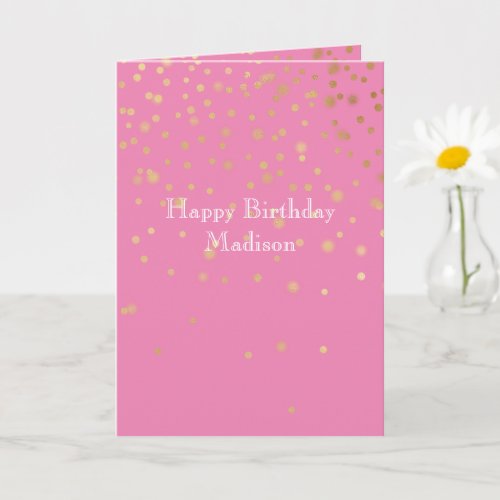 Pink Gold Confetti Card