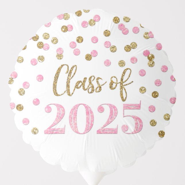 Pink Gold Confetti Class of 2025 Graduation Balloon (Front)