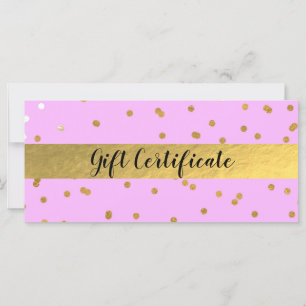 Pink & Gold Confetti Dots Glam Gift Certificate