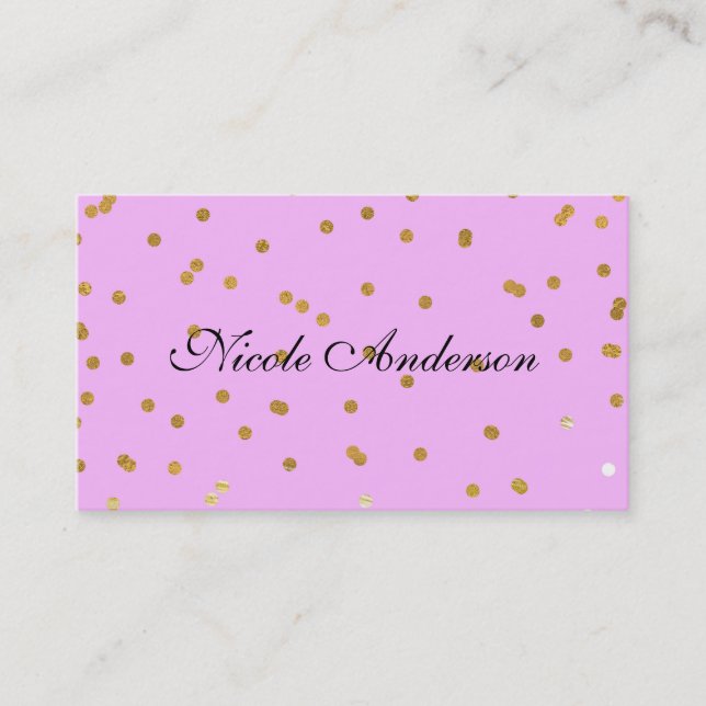 Pink & Gold Confetti Dots Modern Glamour Glam Business Card (Front)