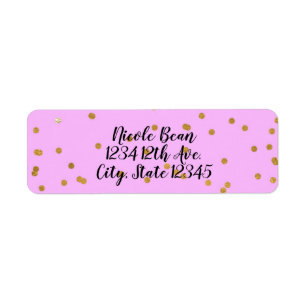 Pink & Gold Confetti Dots Modern Glamour Glam Label