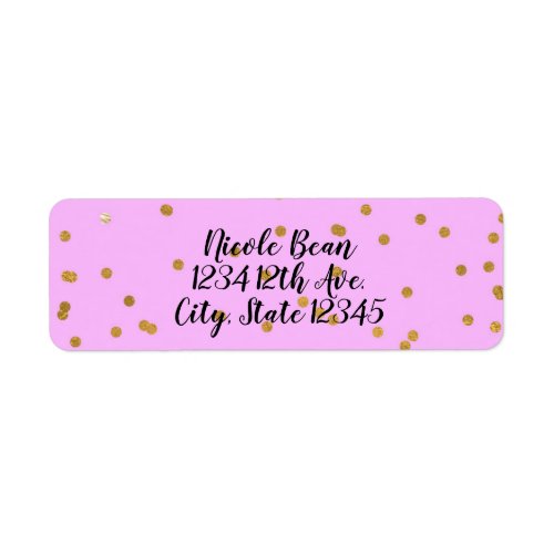Pink  Gold Confetti Dots Modern Glamour Glam Label