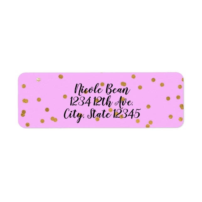 Pink & Gold Confetti Dots Modern Glamour Glam Label (Front)