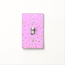 Pink & Gold Confetti Dots Modern Glamour Glam Light Switch Cover