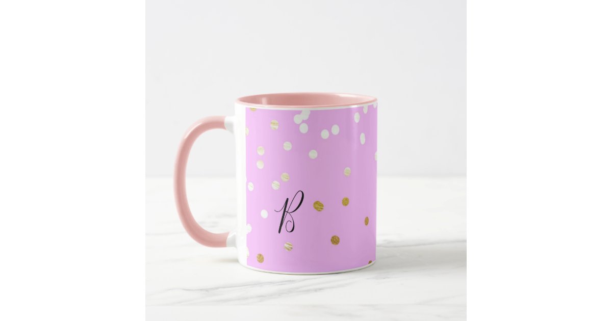 Minimal Simple Modern Colorful Confetti Monogram Coffee Mug, Zazzle