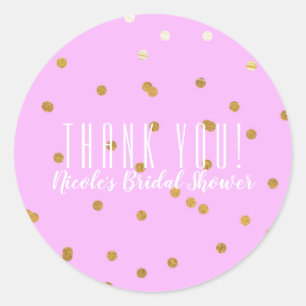 Pink & Gold Confetti Dots Modern Party Favor Classic Round Sticker