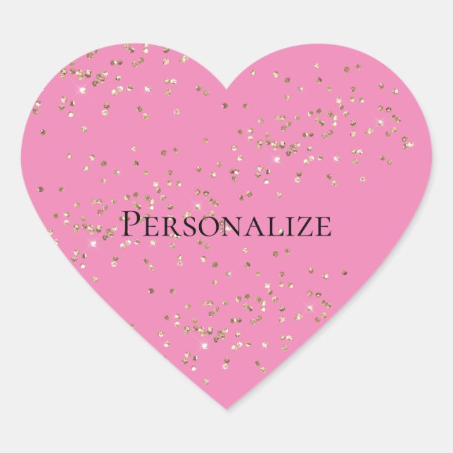 Pink Gold Confetti Heart Sticker (Front)