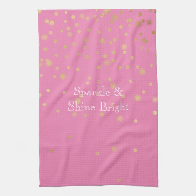 Pink Gold Confetti Kitchen Towel (Vertical)